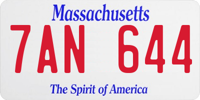 MA license plate 7AN644