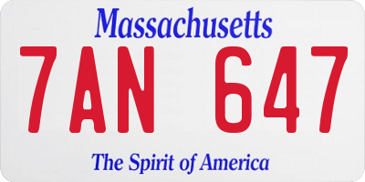MA license plate 7AN647
