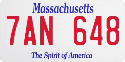 MA license plate 7AN648