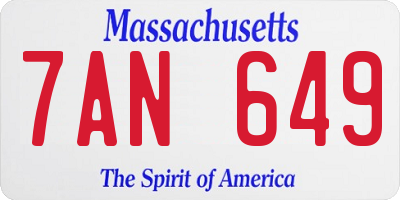 MA license plate 7AN649