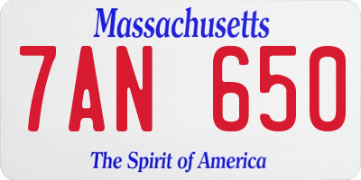 MA license plate 7AN650