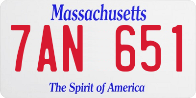 MA license plate 7AN651