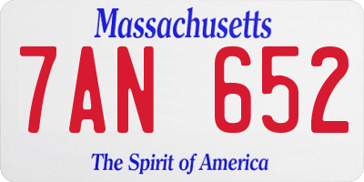 MA license plate 7AN652