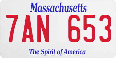 MA license plate 7AN653