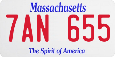 MA license plate 7AN655