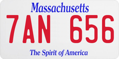 MA license plate 7AN656