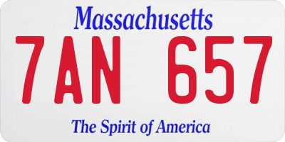 MA license plate 7AN657