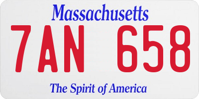 MA license plate 7AN658