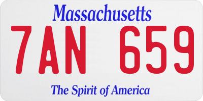 MA license plate 7AN659