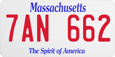 MA license plate 7AN662