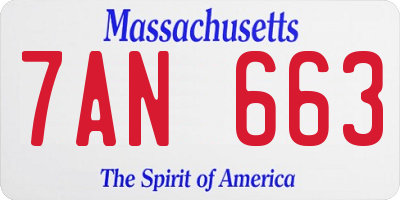 MA license plate 7AN663