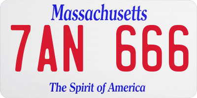 MA license plate 7AN666