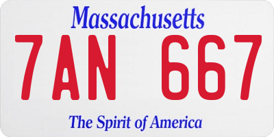 MA license plate 7AN667