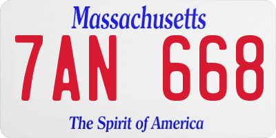 MA license plate 7AN668