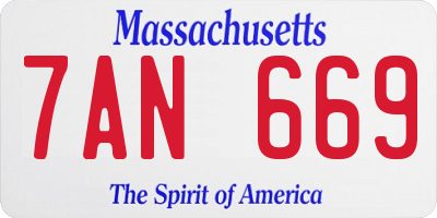 MA license plate 7AN669