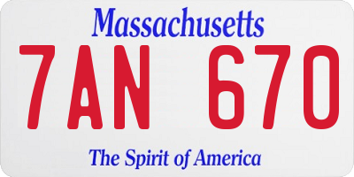 MA license plate 7AN670