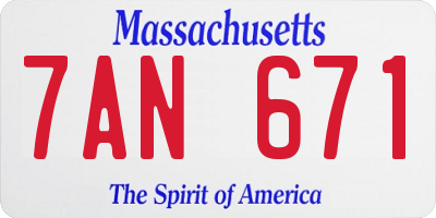 MA license plate 7AN671