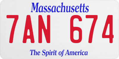MA license plate 7AN674