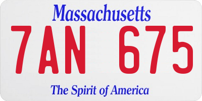 MA license plate 7AN675