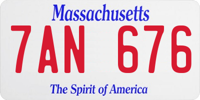 MA license plate 7AN676