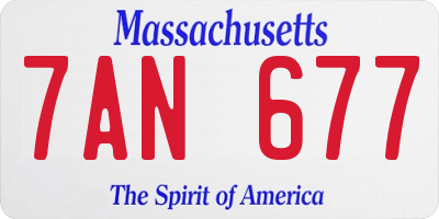 MA license plate 7AN677