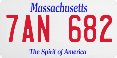 MA license plate 7AN682