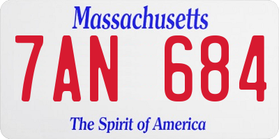 MA license plate 7AN684