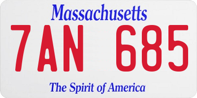MA license plate 7AN685