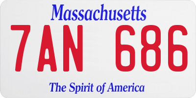 MA license plate 7AN686