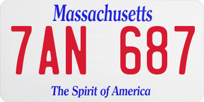 MA license plate 7AN687