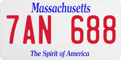 MA license plate 7AN688