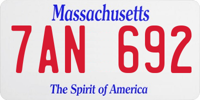 MA license plate 7AN692