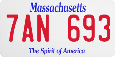 MA license plate 7AN693