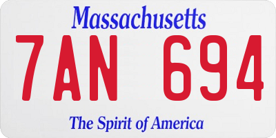 MA license plate 7AN694