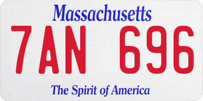 MA license plate 7AN696