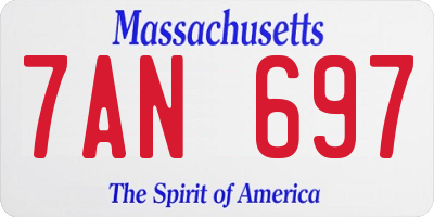 MA license plate 7AN697