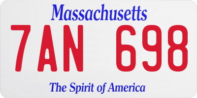 MA license plate 7AN698