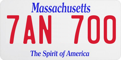 MA license plate 7AN700