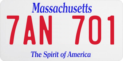 MA license plate 7AN701