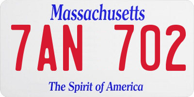MA license plate 7AN702