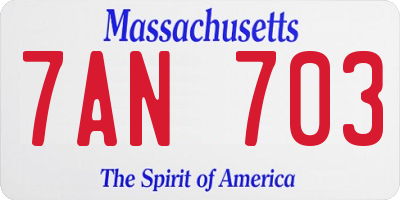 MA license plate 7AN703