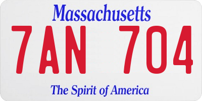MA license plate 7AN704