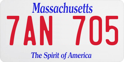 MA license plate 7AN705