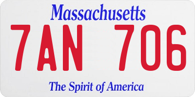 MA license plate 7AN706