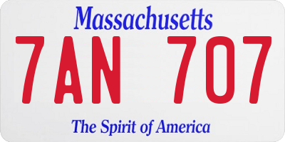 MA license plate 7AN707
