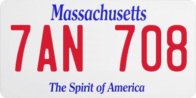 MA license plate 7AN708
