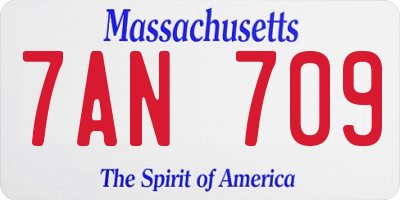 MA license plate 7AN709