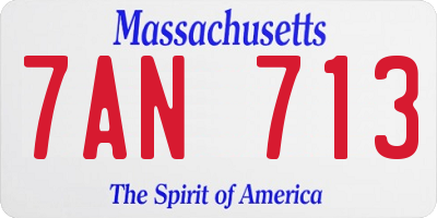 MA license plate 7AN713