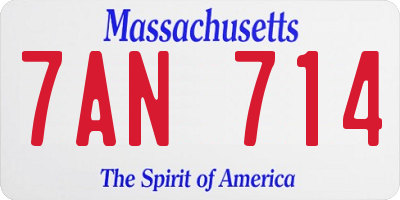 MA license plate 7AN714