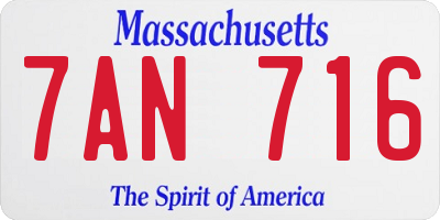MA license plate 7AN716